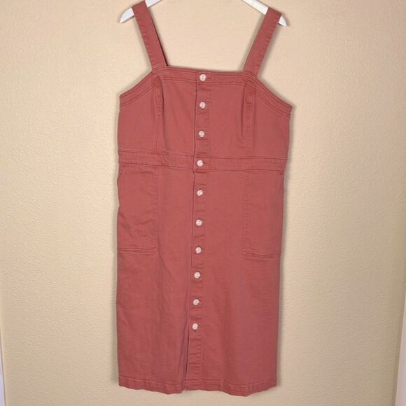 Universal Thread salmon pink button down tank Jean dress size 14 - Picture 1 of 6
